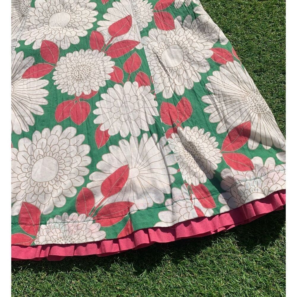 BODEN PINK GREEN FLORAL RUFFLE A LINE garden SKIRT sz 4 - Picture 2 of 7